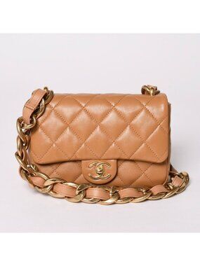 Chanel Quilted 20 Chain Bag Base CC Logo Shiny Lambskin